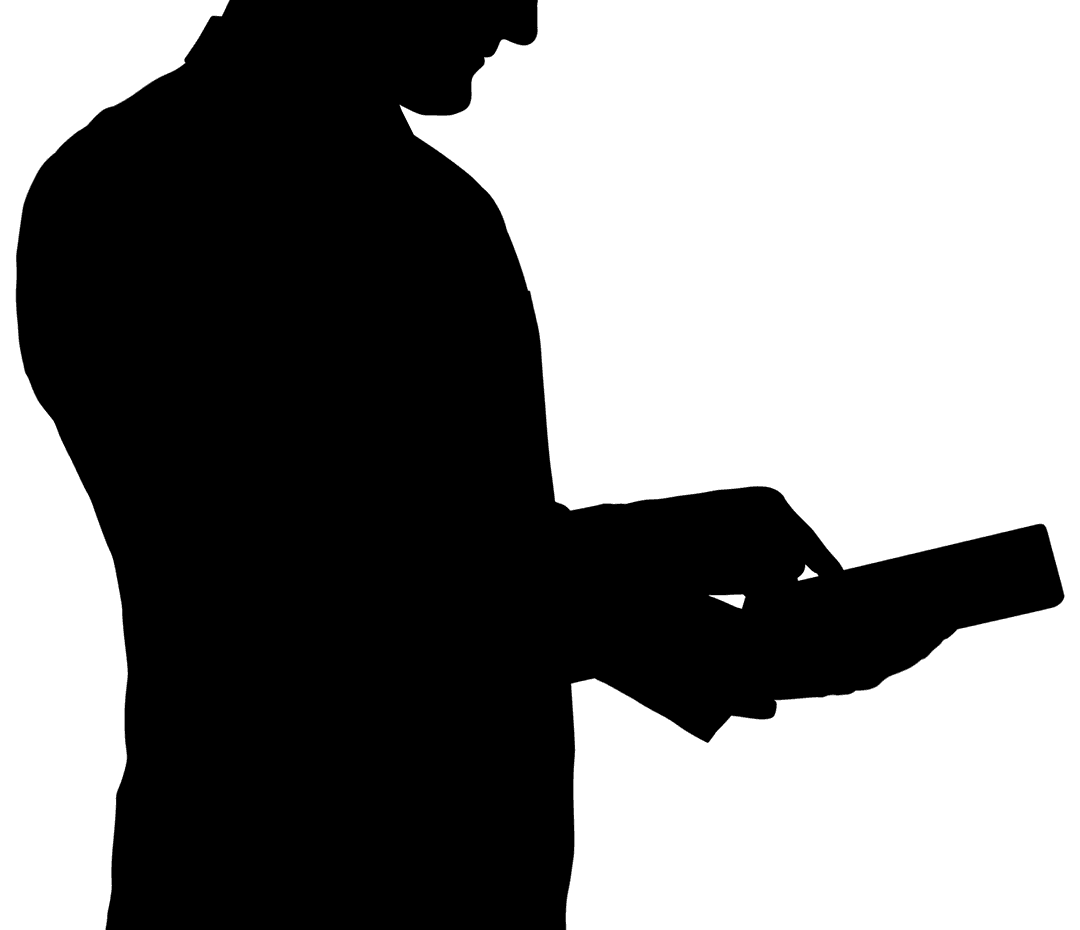 Transparent Silhouette Man Using Tablet Technology Concept