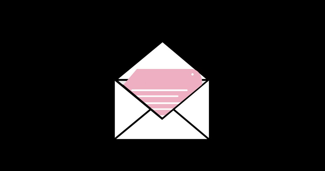 Opening White Envelope with Pink Note on Black Background