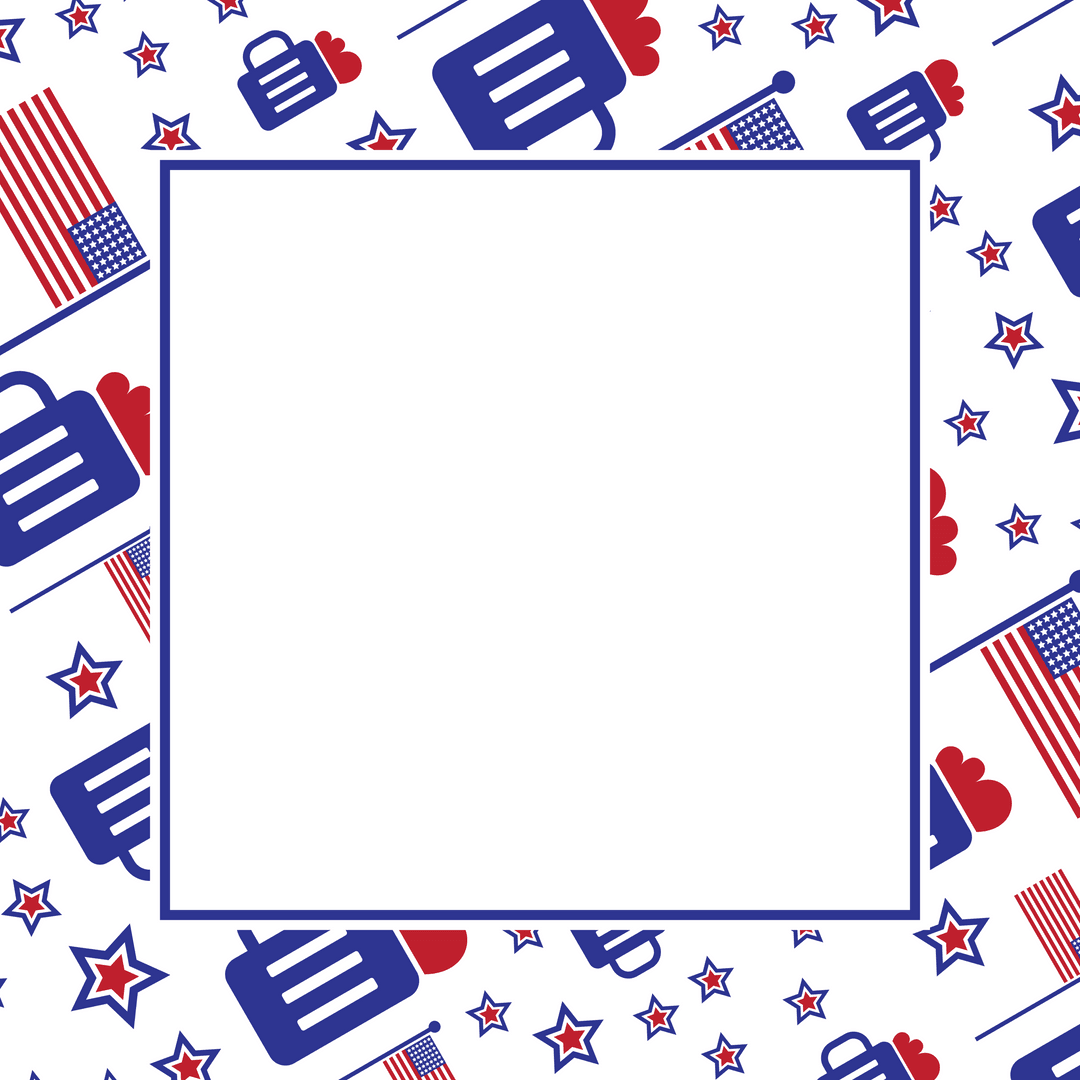 Patriotic Transparent Frame with American Flag Elements