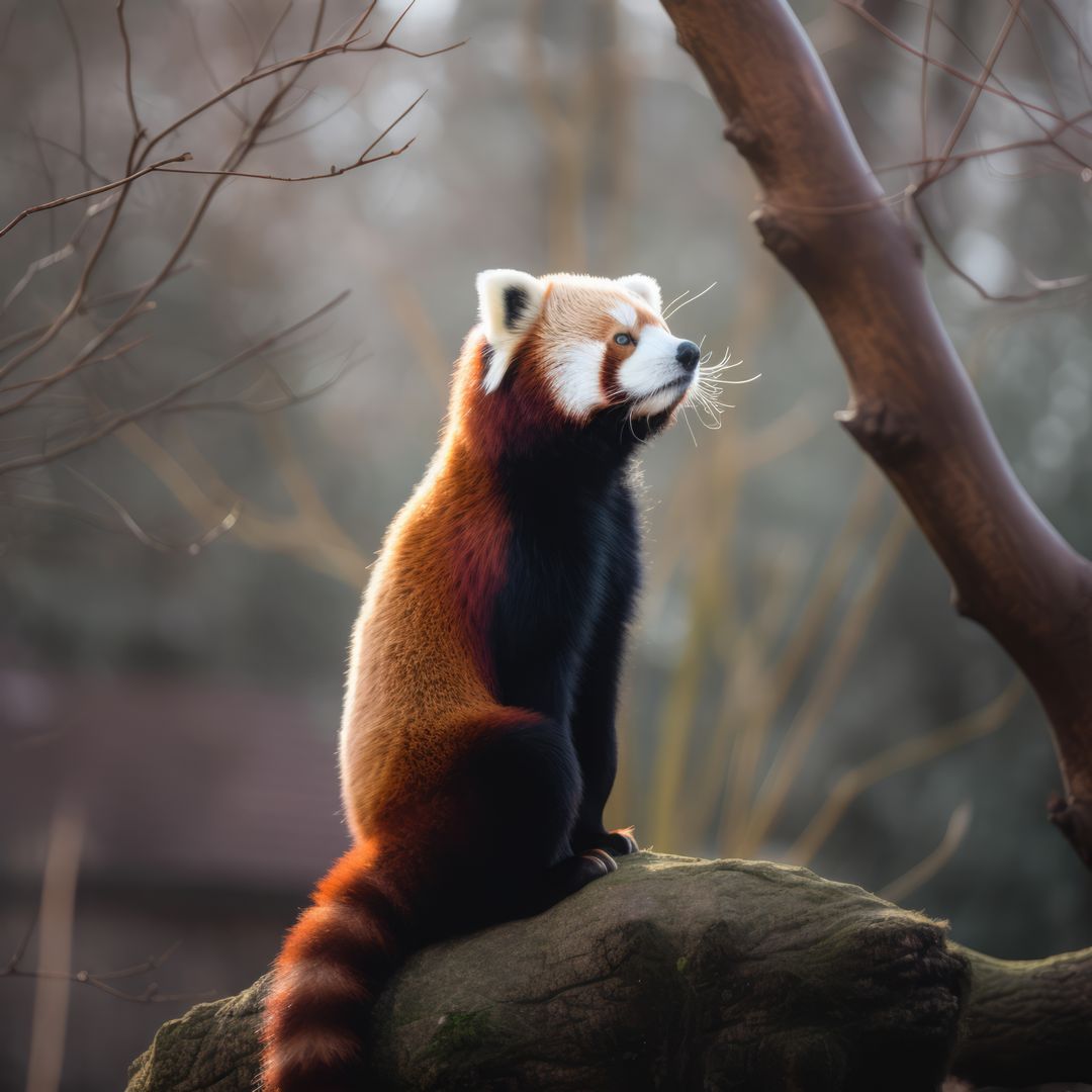 Red panda on branch in forest, created using generative ai technology - Free Images, Stock Photos and Pictures on Pikwizard.com