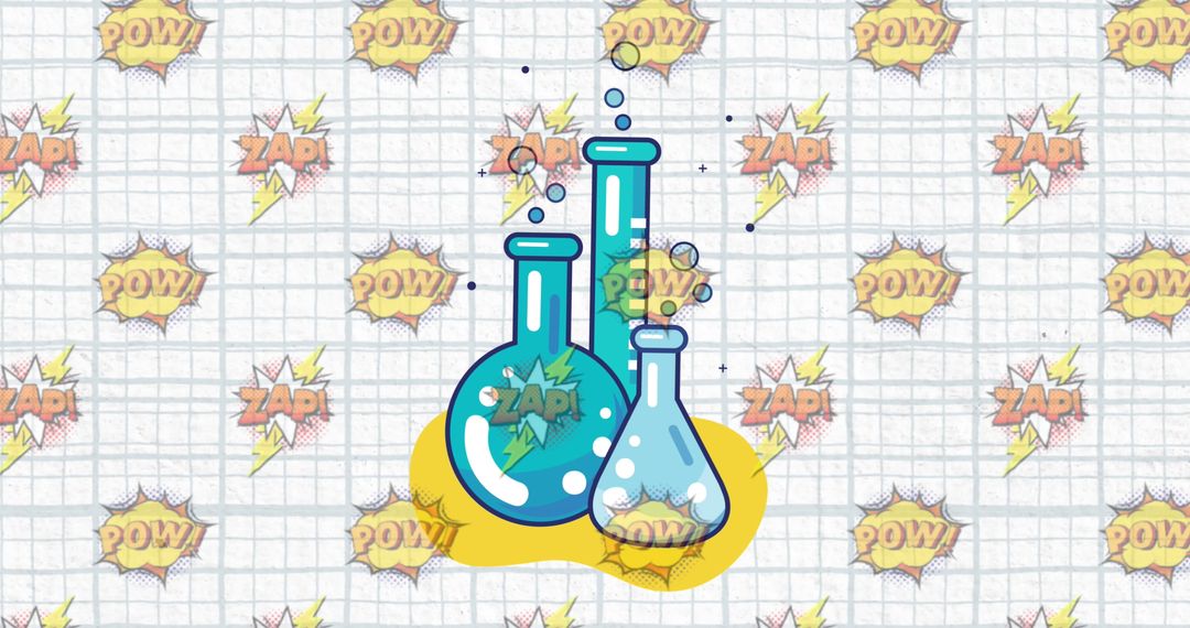 Colorful Chemistry Experiment Flasks with Explosive Reactions