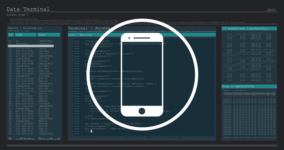 Innovative Digital Interface with Smartphone Graphic and Code
