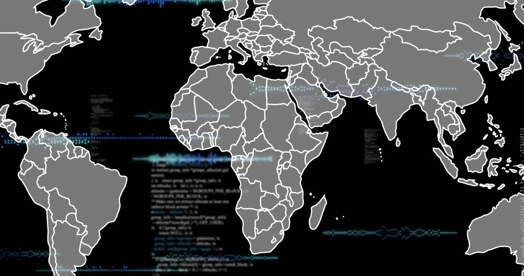 Global Data Processing with World Map Illustration
