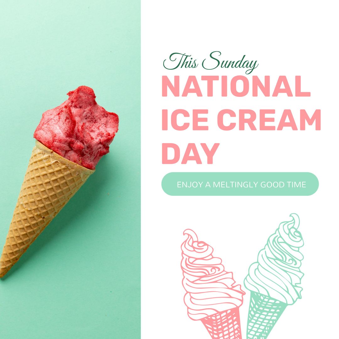 National Ice Cream Day Celebration Promo with Colorful Cone - Download Free Stock Templates Pikwizard.com