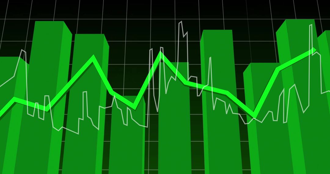 Dynamic Financial Graph with Green Bar and Line Increase
