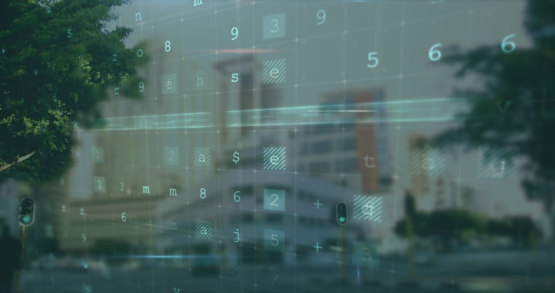 Abstract Cityscape with Digital Data Overlay