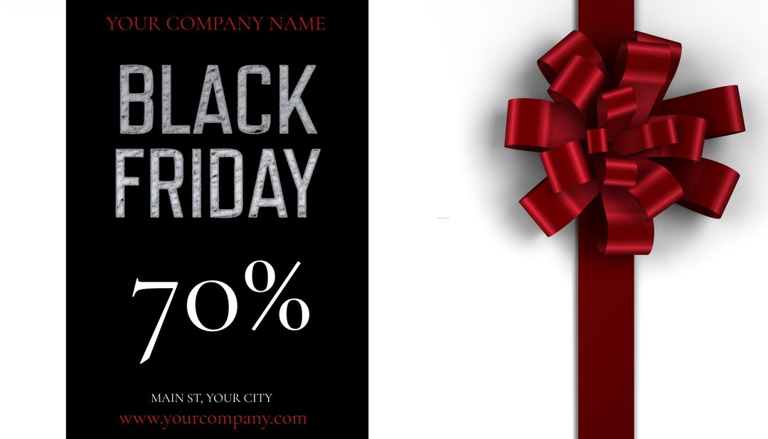 Black Friday Sale Announcement With Red Ribbon Accent