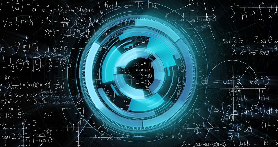 futuristic technology interface with mathematical analysis
