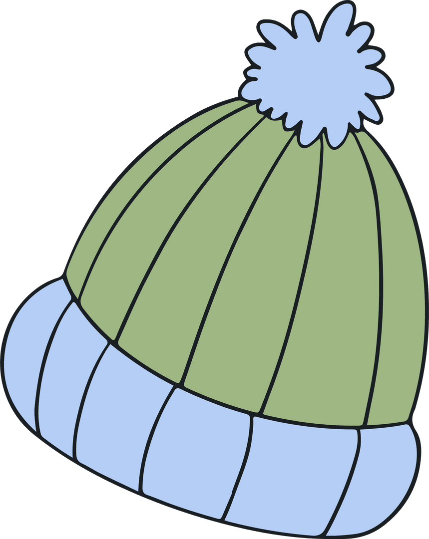 Winter Beanie with Pom-Pom, Transparent Background Design