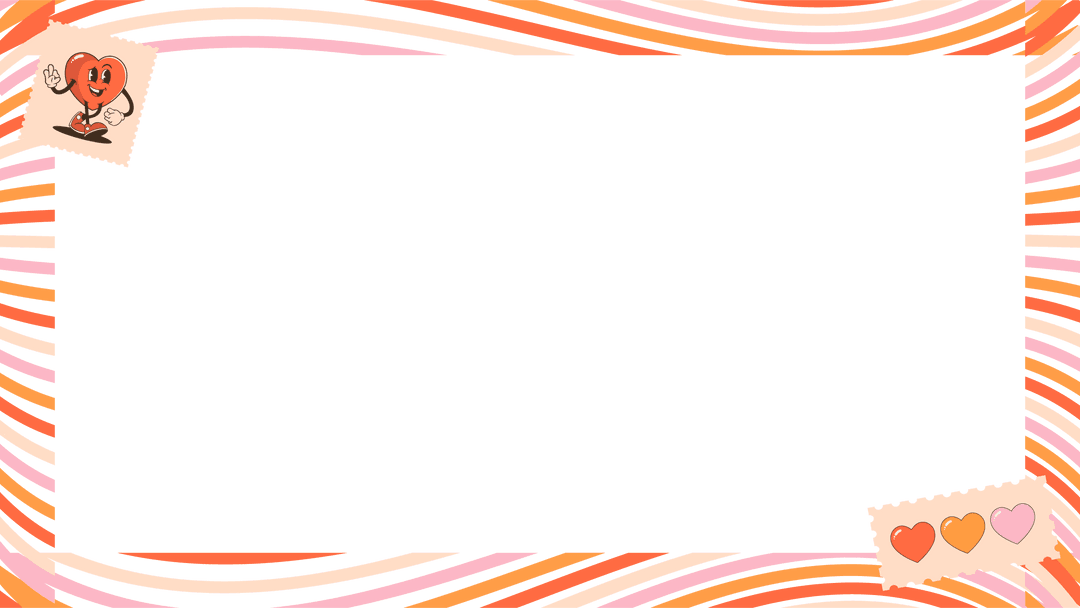 Transparent Frame with Pastel Wavy Border and Heart Elements