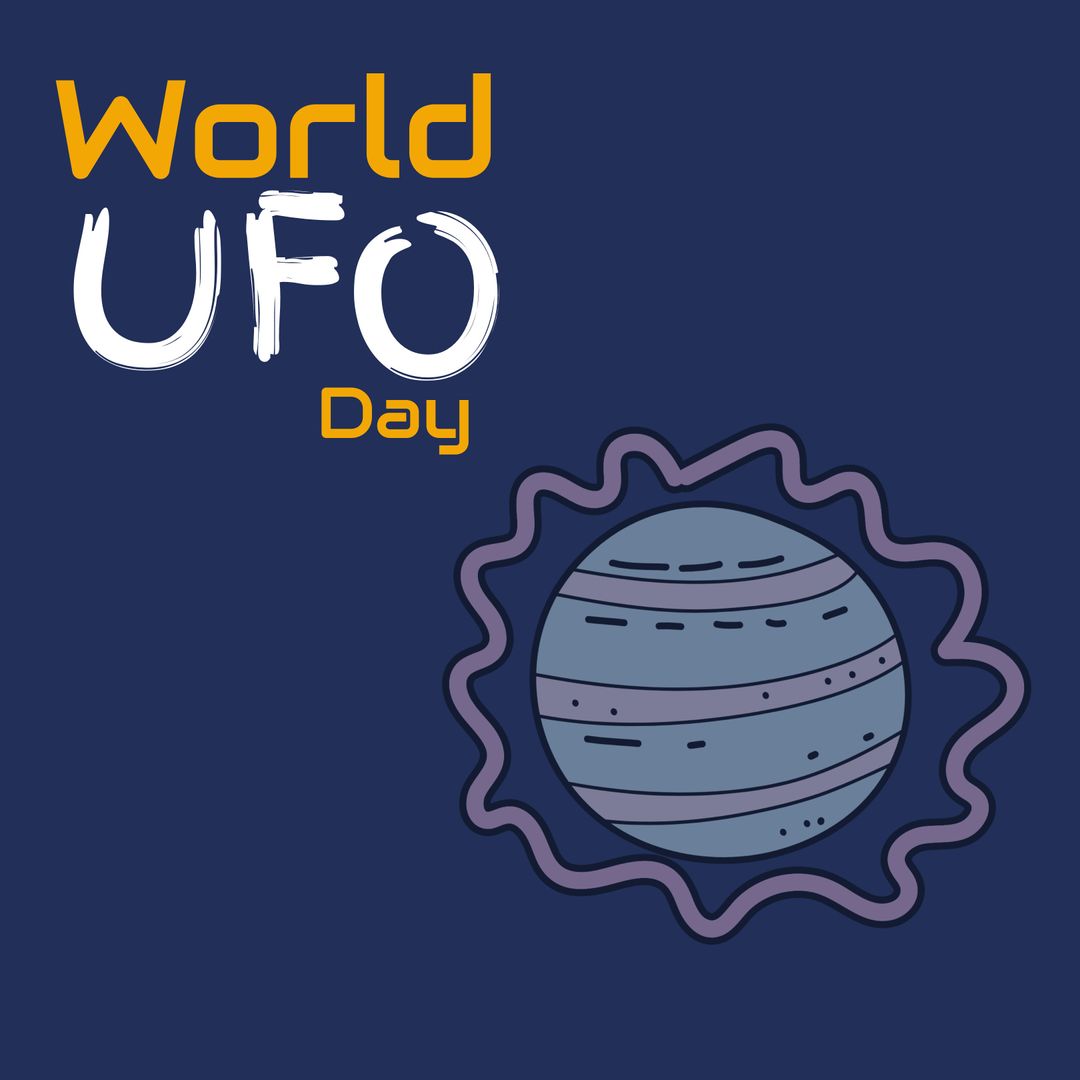 Illustrative image of ufo and world ufo day text over blue background, copy space - Download Free Stock Templates Pikwizard.com