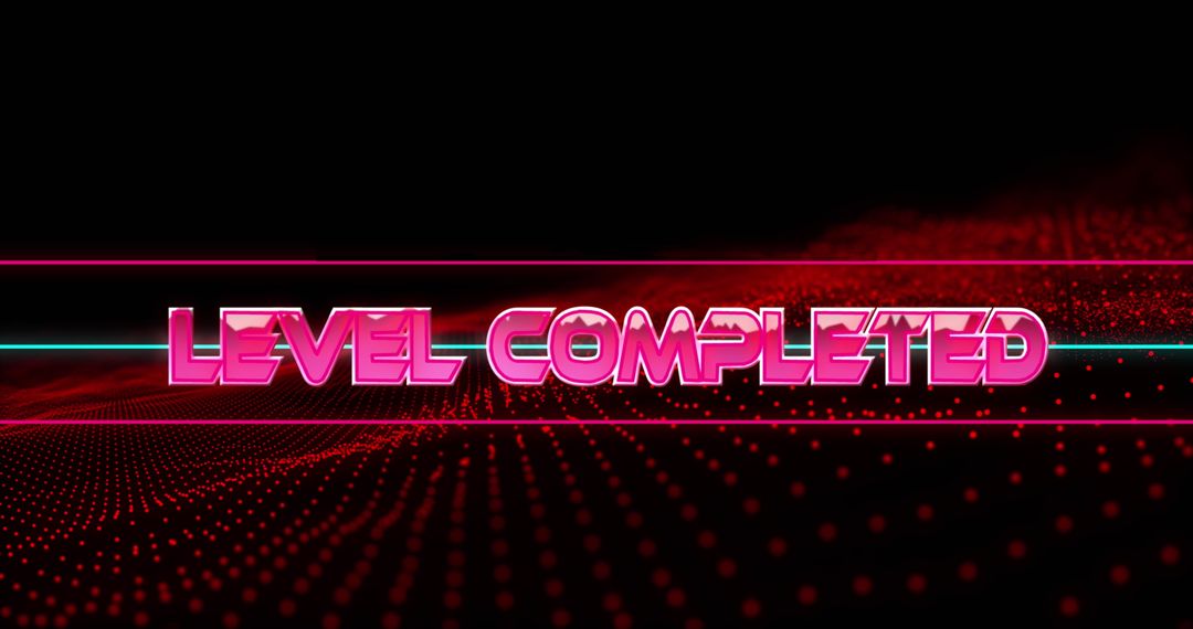 Neon Level Completed Graphic with Futuristic Aesthetic