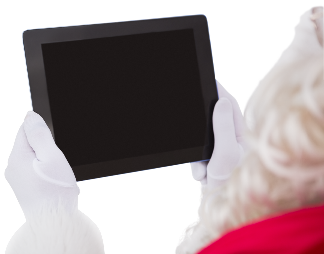 Santa Claus Using Transparent Tablet Display - Download Free Stock Images Pikwizard.com