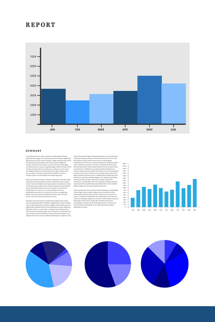 Blue Charts on Transparent Background for Business Presentation