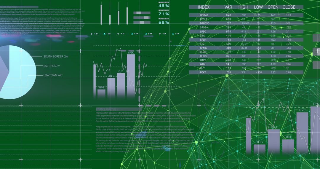 Futuristic Financial Infographics with Virtual Globe and Graphs