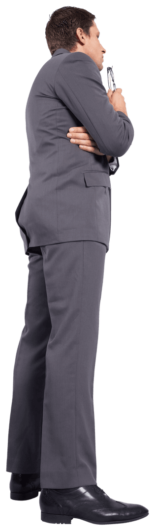 Successful Businessman Standing Happy Transparent Background