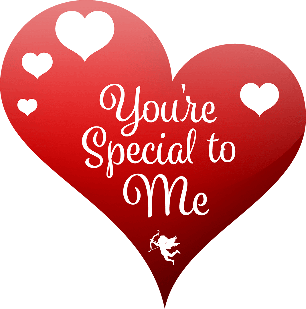 Valentine Heart with Sweet Text on Transparent Background