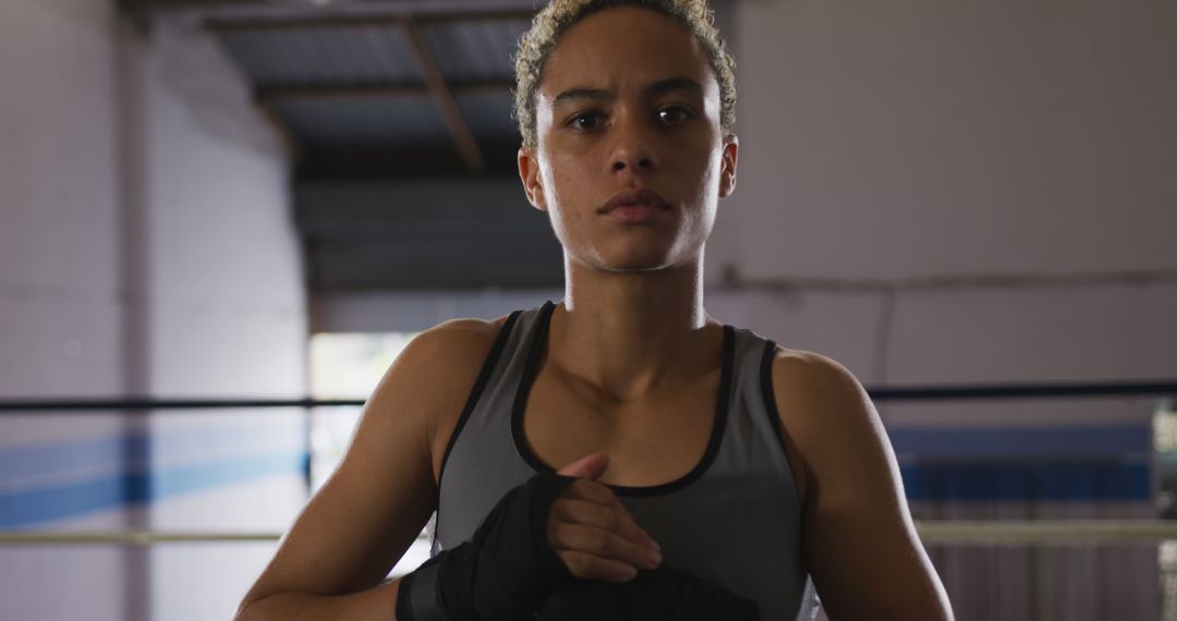 Determined Female Boxer Preparing for Training in Gym - Free Images, Stock Photos and Pictures on Pikwizard.com