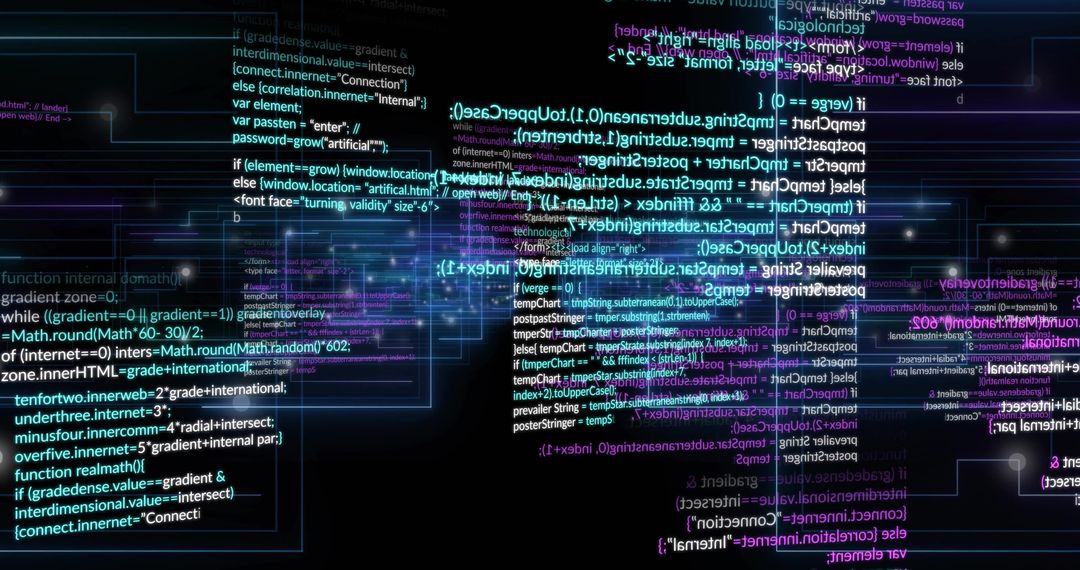 Streaming Neon Code Panels Crossing Cyber Grid, Holographic Network Motion Background