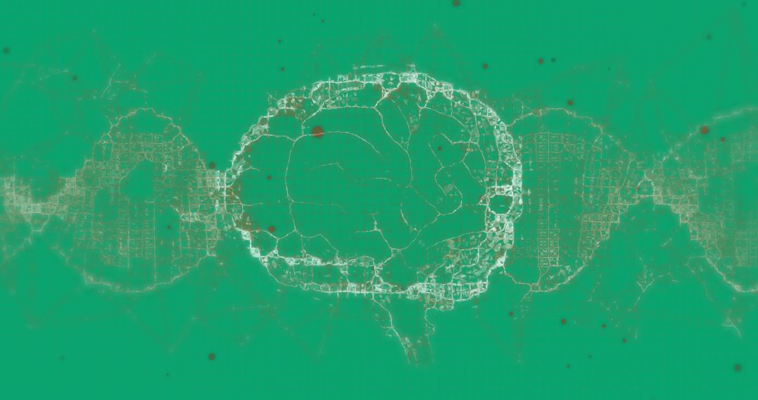 Digital Illustration of Brain with Connections on Green Background