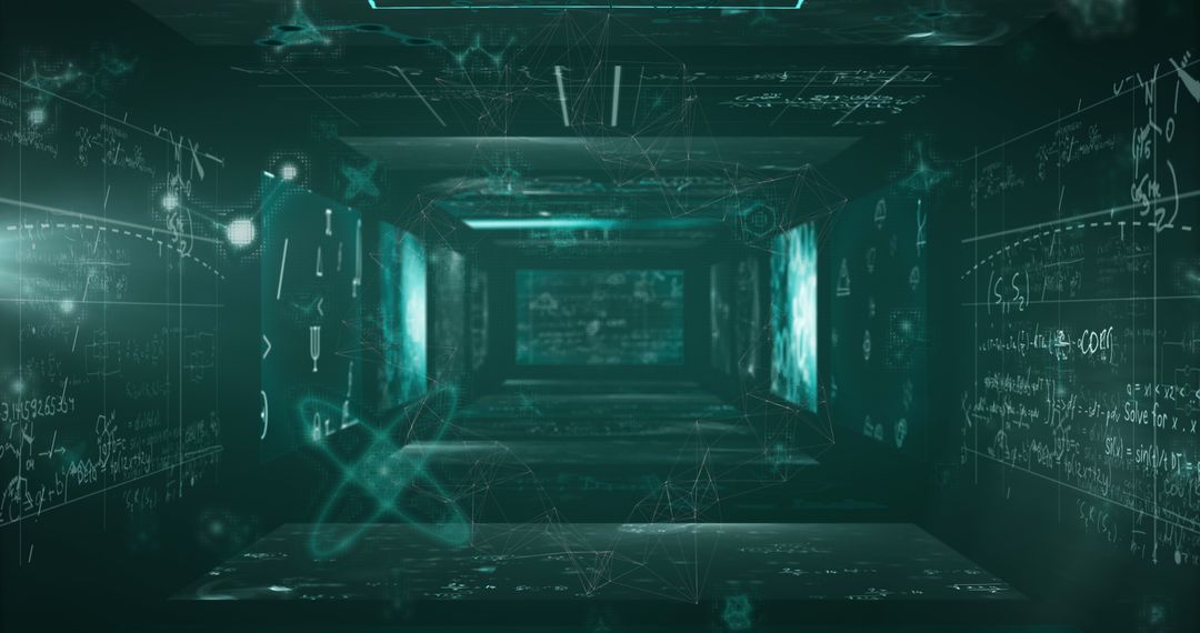 Futuristic Digital Interface with Molecular Structures