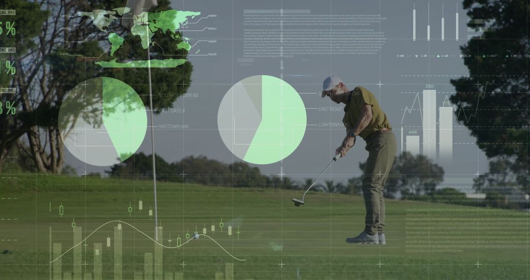 Golfer Using Technology to Improve Putting Skills on Golf Course