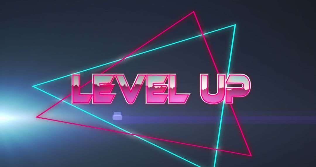 Level Up Text Glowing Neon Abstract Design