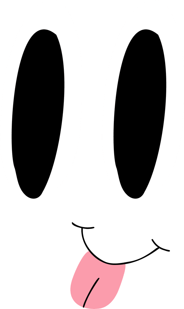 Playful Cartoon Face with Huge Eyes Tongue Out Transparent Background