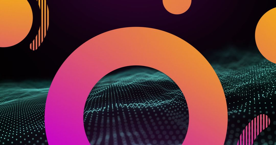 Vibrant Abstract Gradient Shapes and Digital Wave