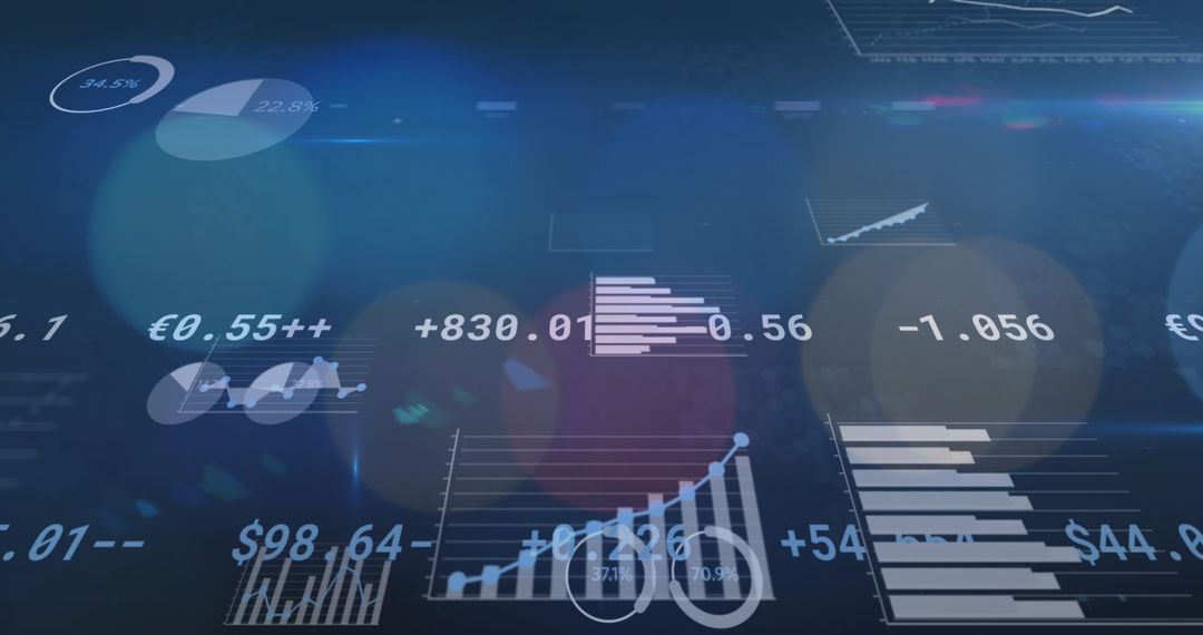 Digital Financial Data Visualizations Overlapping City Lights