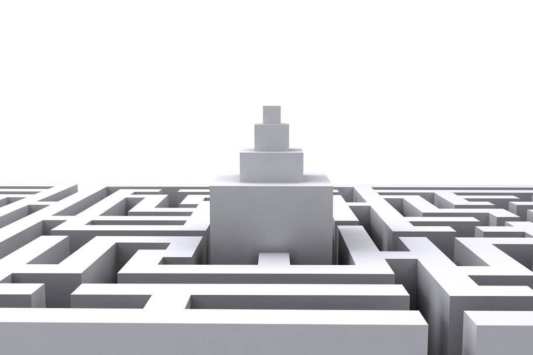 3D Grey Maze with Transparent Background and Central Podium - Download Free Stock Images Pikwizard.com