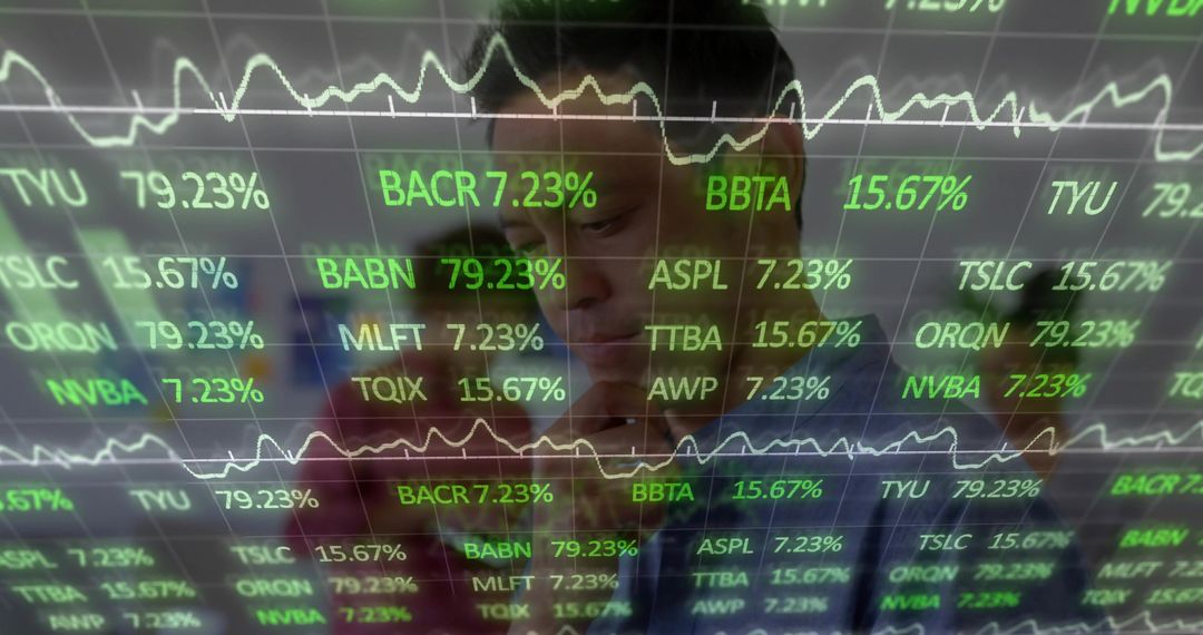 Business Professional Analyzing Financial Data on Digital Display