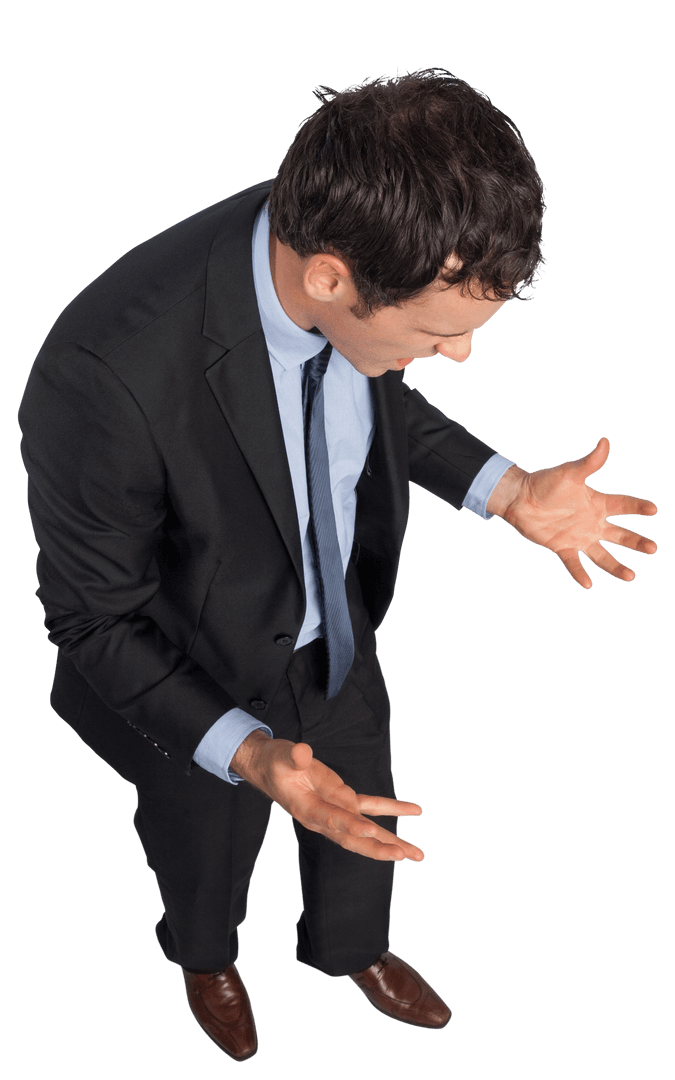 Angry Businessman Expressing Emotion on Transparent Background