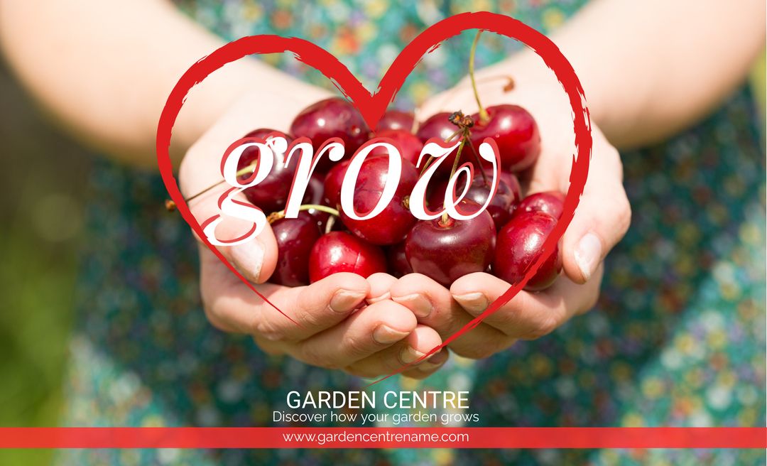Hands Cradling Cherries in Heart Shape Promoting Gardening Lifestyle
