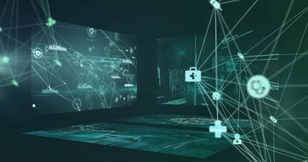 Abstract Digital Network Connections and Data Processing Visualization