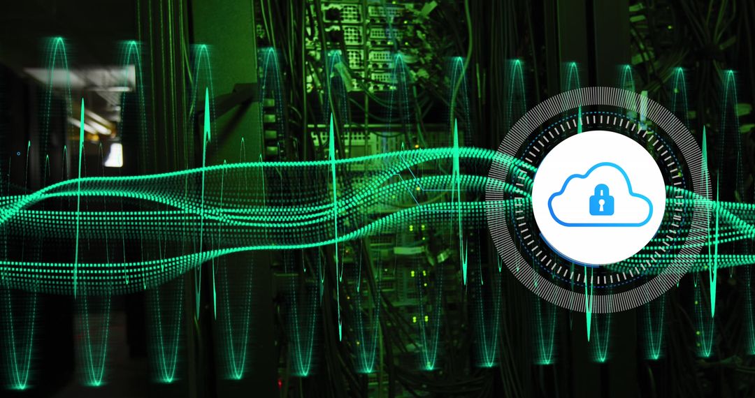 Digital Cloud Security in High-Tech Server Room