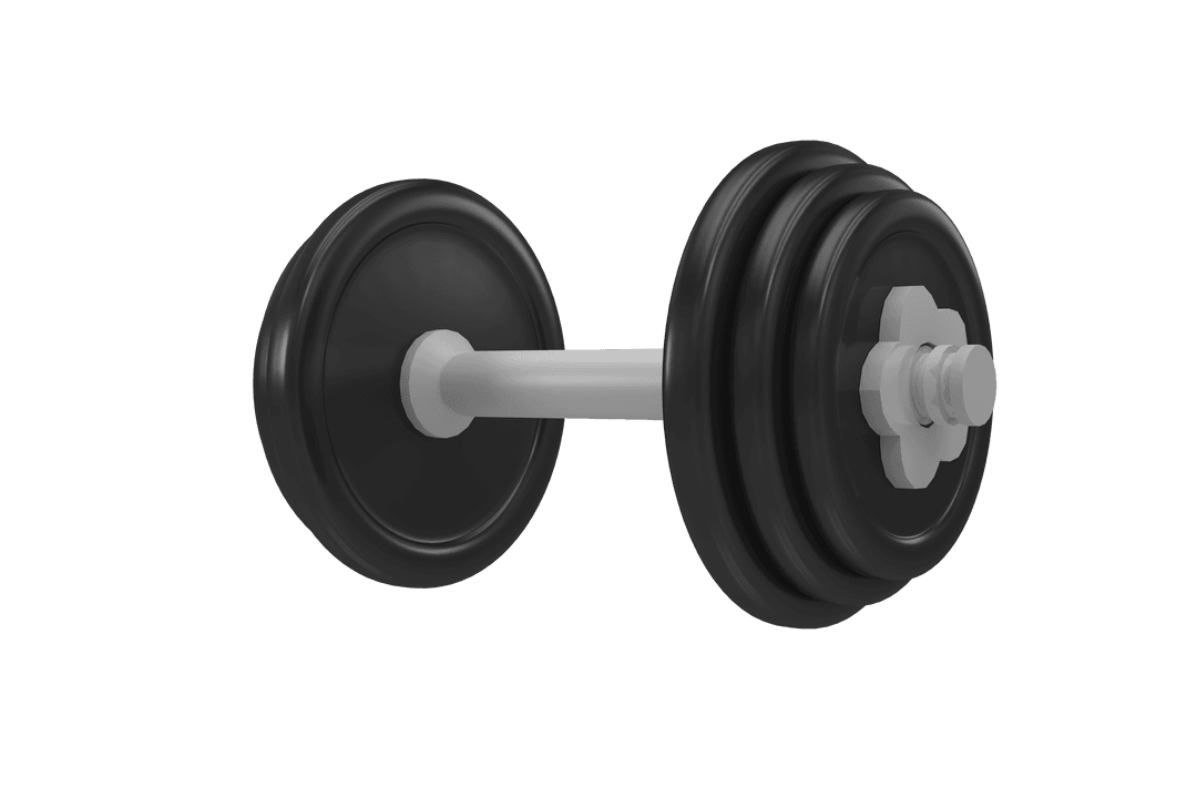 Black Dumbbell Illustration on Transparent Background for Fitness and Gym