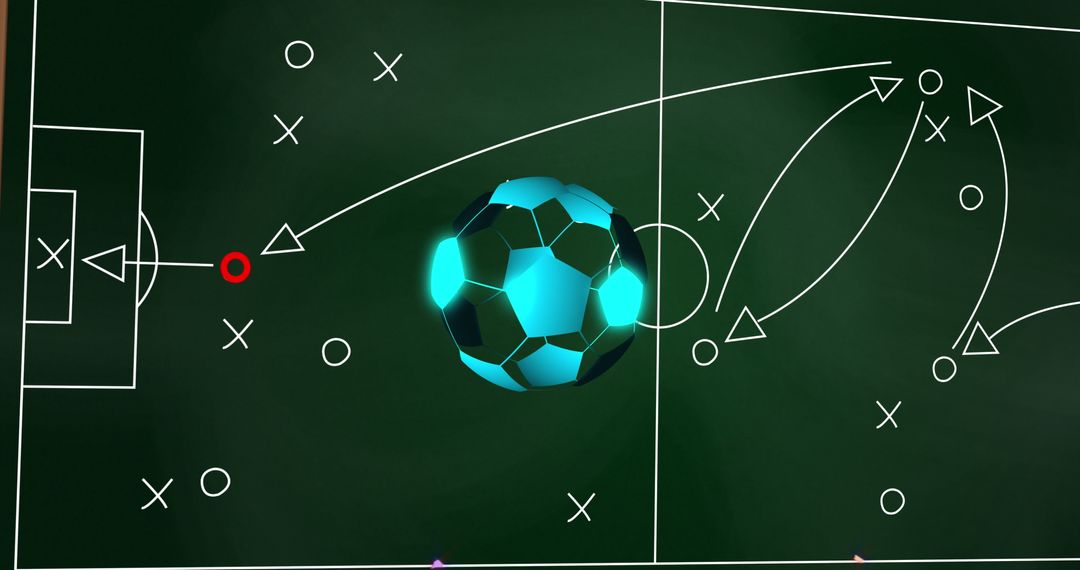 Neon Soccer Ball Over Strategic Field Diagram