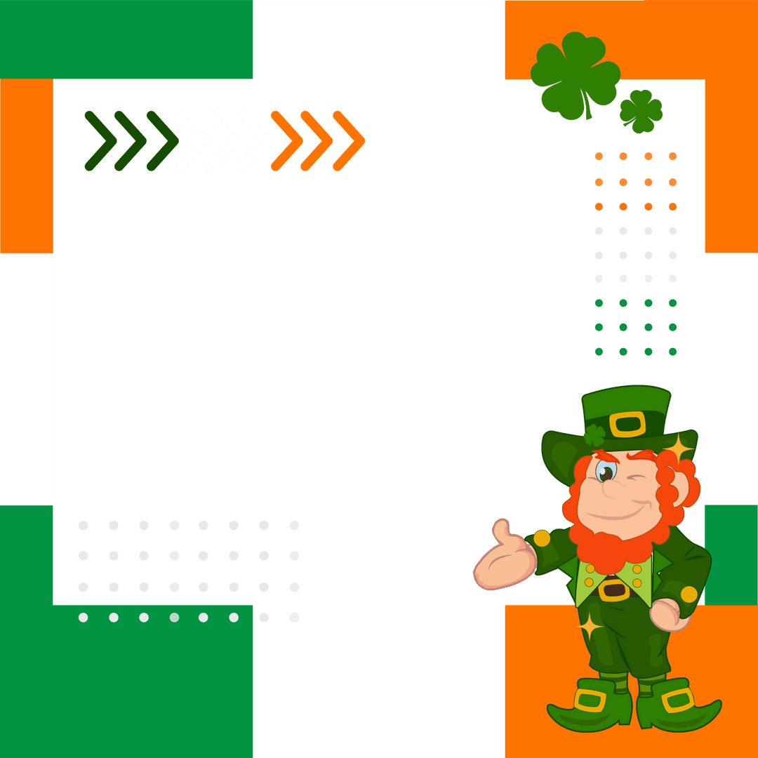 Whimsical Irish Leprechaun with Transparent Copy Space for St. Patrick's Branding