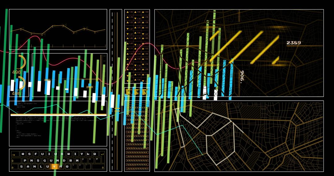 Futuristic Data Visualization with Vertical Bar Charts