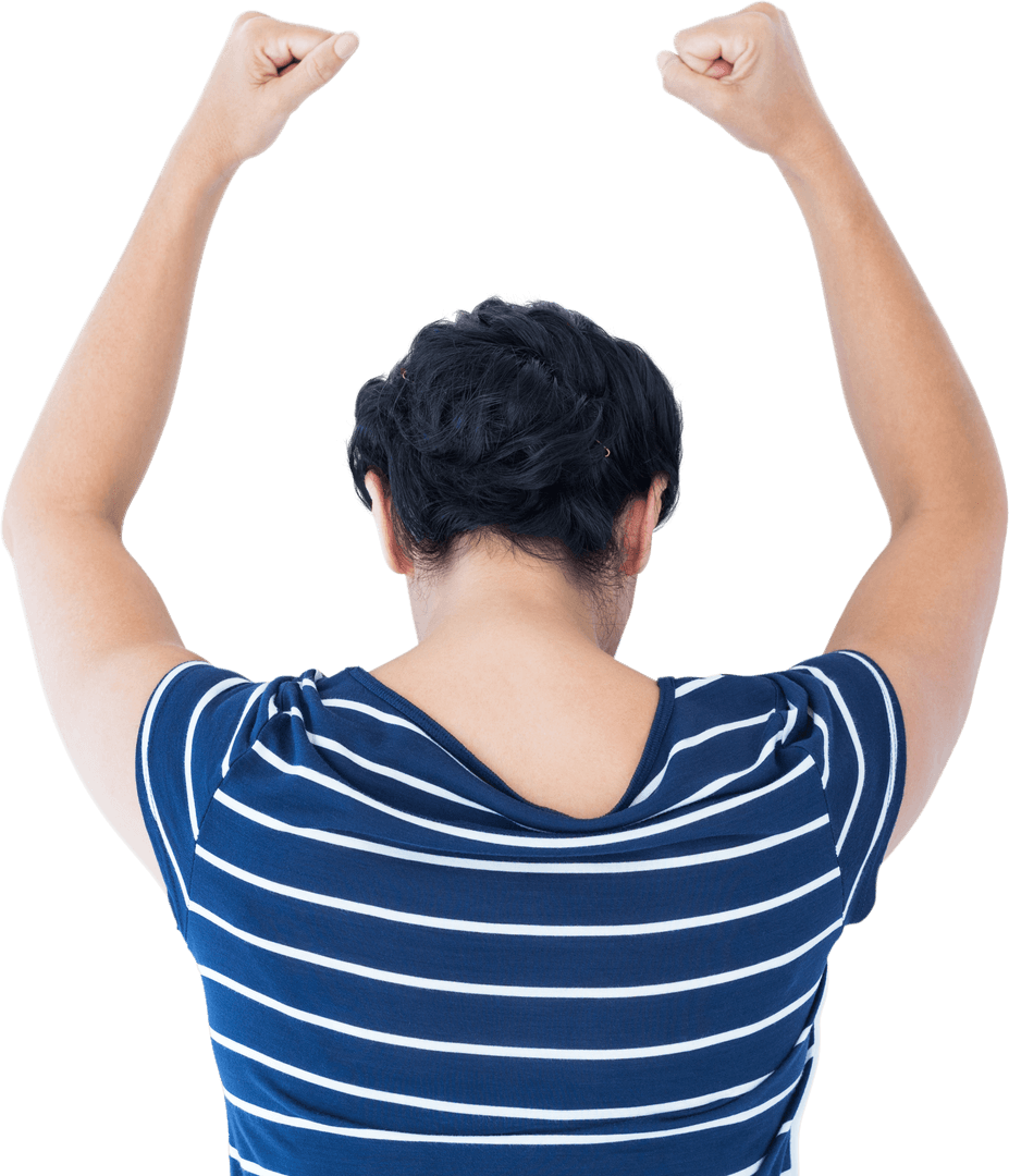 Transparent View Empowered Woman Raised Hands