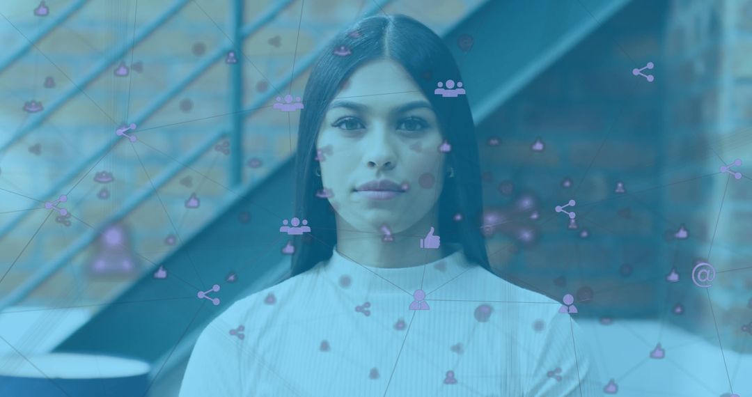 Businesswoman and Digital Connections Interface