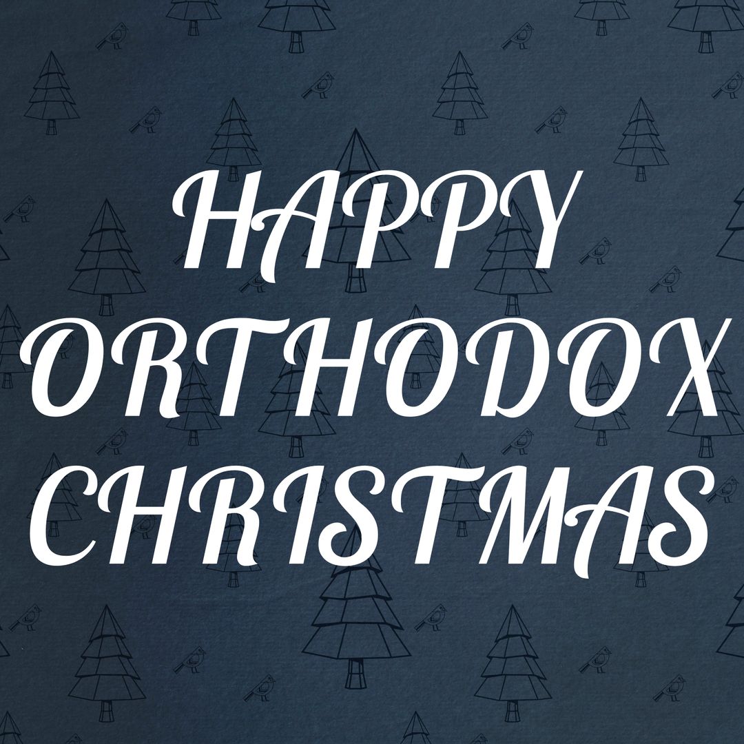Orthodox Christmas Greeting with Winter Themed Background