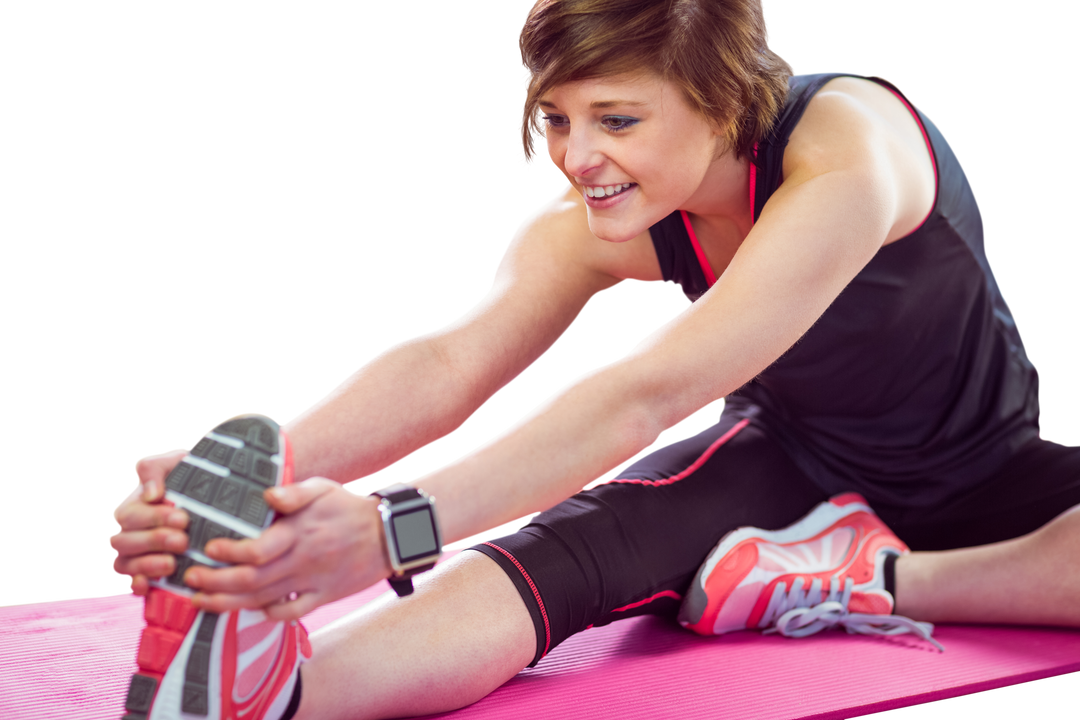 Active Woman in Sportswear Stretching on a Pink Mat Transparent Background - Download Free Stock Images Pikwizard.com