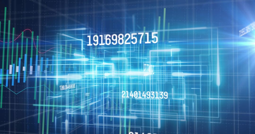 Digital Data Network with Futuristic Blue LED Connections