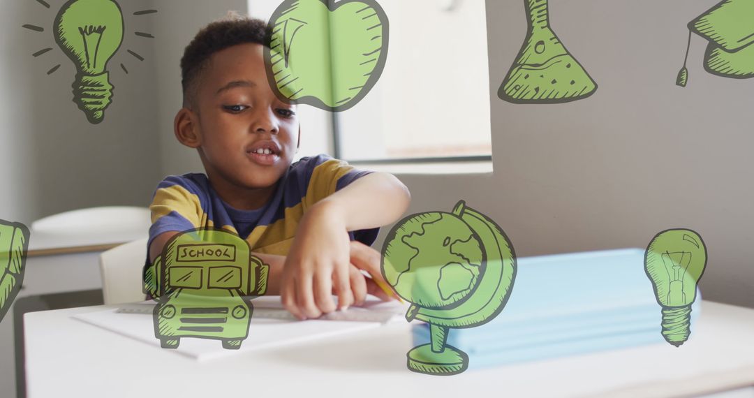 Creative Learning with Schoolboy and Science Icons