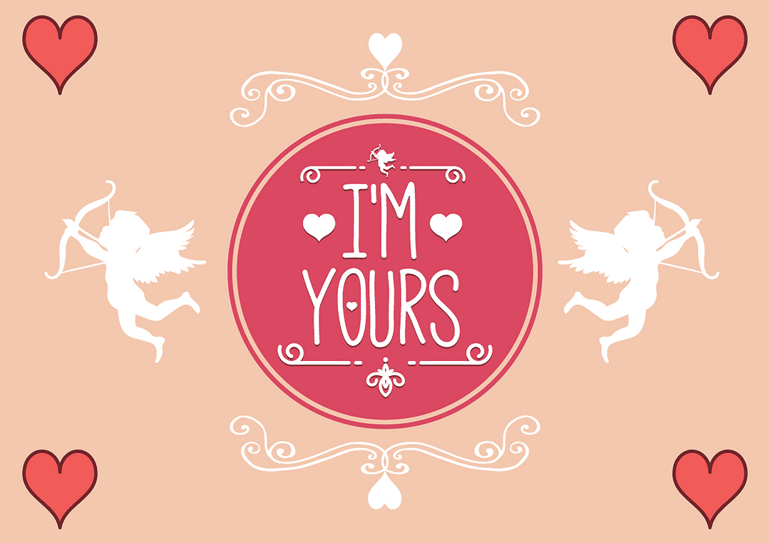 Romantic Transparent Illustration with Cupid and Heart Elements