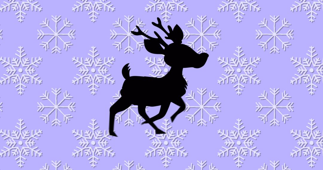 Reindeer Silhouette Against Winter Snowflake Pattern - Free Images, Stock Photos and Pictures on Pikwizard.com