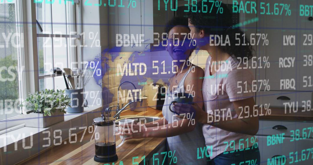 Data Transparency: Women Analyzing Financial Graphs in Modern Space