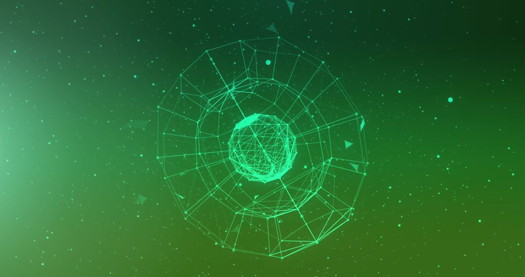 Green Digital Globe with Network Connections on Abstract Background